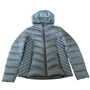 Michael Kors Packable Puffer Jacket Sage Green Hooded‎ Quilted Medium (974)